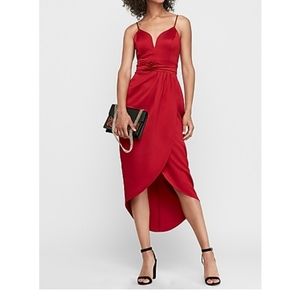 Express V Wire Satin Hi Lo Maxi